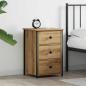 Preview: ARDEBO.de - Nachttisch Braun 40 x 36 x 60 cm Massives upgecyceltes Holz