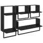 Preview: Wandregal-Set 4 stk. Schwarz Eichen-Optik 65 x 25 x 30 cm