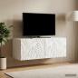 Preview: Wandmontierter TV-Schrank 98 x 31 cm Weiß Holzwerkstoff