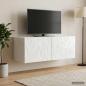 Preview: ARDEBO.de - Wandmontierter TV-Schrank 98 x 31 cm Hochglanz Weiß