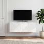 Preview: Wandmontierter TV-Schrank 98 x 31 cm Hochglanz Weiß