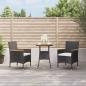 Preview: ARDEBO.de - 3-tlg. Garten-Bistro-Set mit Kissen Schwarz Poly Rattan