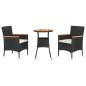 Preview: 3-tlg. Garten-Bistro-Set mit Kissen Schwarz Poly Rattan