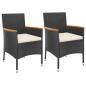 Preview: 3-tlg. Garten-Bistro-Set mit Kissen Schwarz Poly Rattan