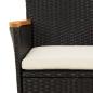 Preview: 3-tlg. Garten-Bistro-Set mit Kissen Schwarz Poly Rattan