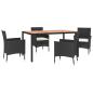 Preview: 5-tlg. Garten-Essgruppe mit Kissen Schwarz Poly Rattan