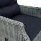Preview: Verstellbarer Gartensessel mit Auflagen Poly Rattan Hellgrau