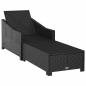 Preview: Sonnenliege mit Cremeweißer Auflage Poly Rattan Schwarz