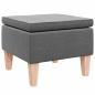 Preview: Hocker mit Holzbeinen Dunkelgrau Stoff