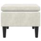 Preview: Hocker mit Holzbeinen Cremefarbener Samt
