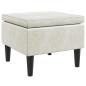 Preview: Hocker mit Holzbeinen Cremefarbener Samt