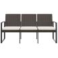 Preview: Gartenbank 3-Sitzer mit Kissen Braun PP-Rattan