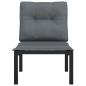 Preview: Gartenstuhl mit Kissen Schwarz und Grau Poly Rattan