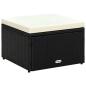 Preview: ARDEBO.de - Hocker mit Kissen Poly Rattan 53×53×30 cm Schwarz