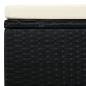 Preview: Hocker mit Kissen Poly Rattan 53×53×30 cm Schwarz