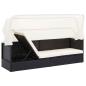 Preview: Gartensofa mit Sonnendach Schwarz Poly Rattan