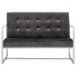 Preview: 2-Sitzer-Sofa mit Armlehnen Dunkelgrau Chrom und Samt