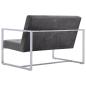 Preview: 2-Sitzer-Sofa mit Armlehnen Dunkelgrau Chrom und Samt