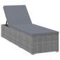 Preview: Sonnenliege mit Auflage Poly Rattan Grau