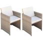 Preview: ARDEBO.de - Gartenst?hle 2 Stk. mit Polstern und Kissen Poly Rattan Beige