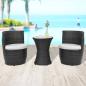 Preview: ARDEBO.de - 3-tlg. Bistro-Set mit Auflagen Poly Rattan Schwarz