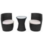 Preview: 3-tlg. Bistro-Set mit Auflagen Poly Rattan Schwarz