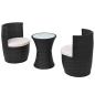 Preview: 3-tlg. Bistro-Set mit Auflagen Poly Rattan Schwarz