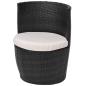 Preview: 3-tlg. Bistro-Set mit Auflagen Poly Rattan Schwarz