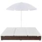 Preview: Outdoor-Loungebett mit Sonnenschirm Poly Rattan Braun