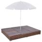 Preview: Outdoor-Loungebett mit Sonnenschirm Poly Rattan Braun