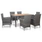 Preview: ARDEBO.de - 7-tlg. Garten-Essgruppe mit Auflagen Poly Rattan Grau