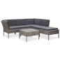 Preview: ARDEBO.de - 6-tlg. Garten-Sofagarnitur mit Auflagen Poly Rattan Grau