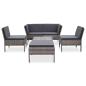 Preview: 6-tlg. Garten-Sofagarnitur mit Auflagen Poly Rattan Grau