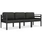 Preview: ARDEBO.de - 3-tlg. Garten-Lounge-Set mit Kissen Aluminium Anthrazit