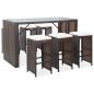Preview: ARDEBO.de - 7-tlg. Gartenbar-Set mit Auflagen Poly Rattan Braun