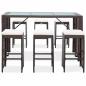 Preview: 7-tlg. Gartenbar-Set mit Auflagen Poly Rattan Braun