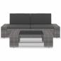 Preview: 3-tlg. Garten-Lounge-Set Poly Rattan Grau