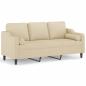 Preview: 3-Sitzer-Sofa mit Zierkissen Creme 180 cm Stoff
