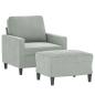 Preview: Sessel mit Hocker Hellgrau 60 cm Samt