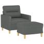 Preview: Sessel mit Hocker Dunkelgrau 60 cm Stoff