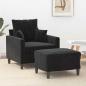 Preview: ARDEBO.de - Sessel mit Hocker Schwarz 60 cm Samt