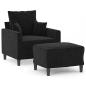 Preview: Sessel mit Hocker Schwarz 60 cm Samt