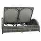 Preview: Doppel-Sonnenliege mit Auflage Poly Rattan Anthrazit