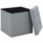 Preview: Hocker mit Stauraum Hellgrau Leinenoptik