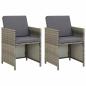 Preview: ARDEBO.de - Gartenst?hle 2 Stk. mit Auflagen Poly Rattan Grau
