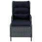 Preview: Gartensessel Verstellbar mit Fußhocker Poly-Rattan Dunkelgrau