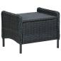 Preview: Gartensessel Verstellbar mit Fußhocker Poly-Rattan Dunkelgrau