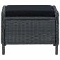 Preview: Gartensessel Verstellbar mit Fußhocker Poly-Rattan Dunkelgrau