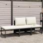 Preview: 3-tlg. Garten-Sofagarnitur mit Auflagen Schwarz Poly Rattan