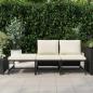 Preview: 3-tlg. Garten-Sofagarnitur mit Auflagen Schwarz Poly Rattan